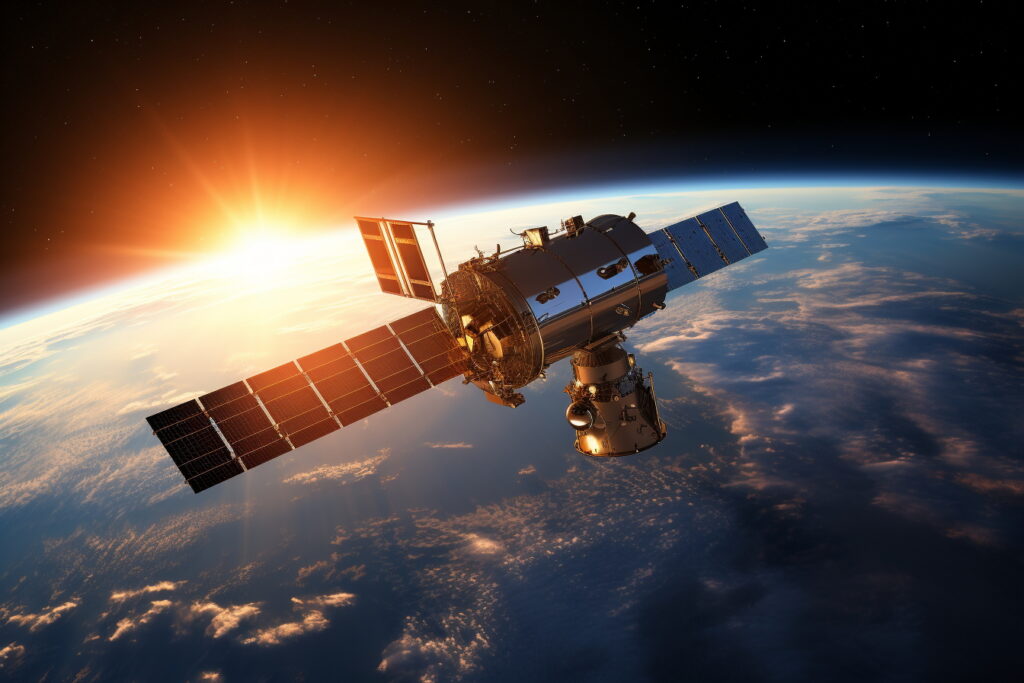 SATELLITI SATELLITE SPAZIO COMUNICAZIONI TERRA GENERATE AI IA